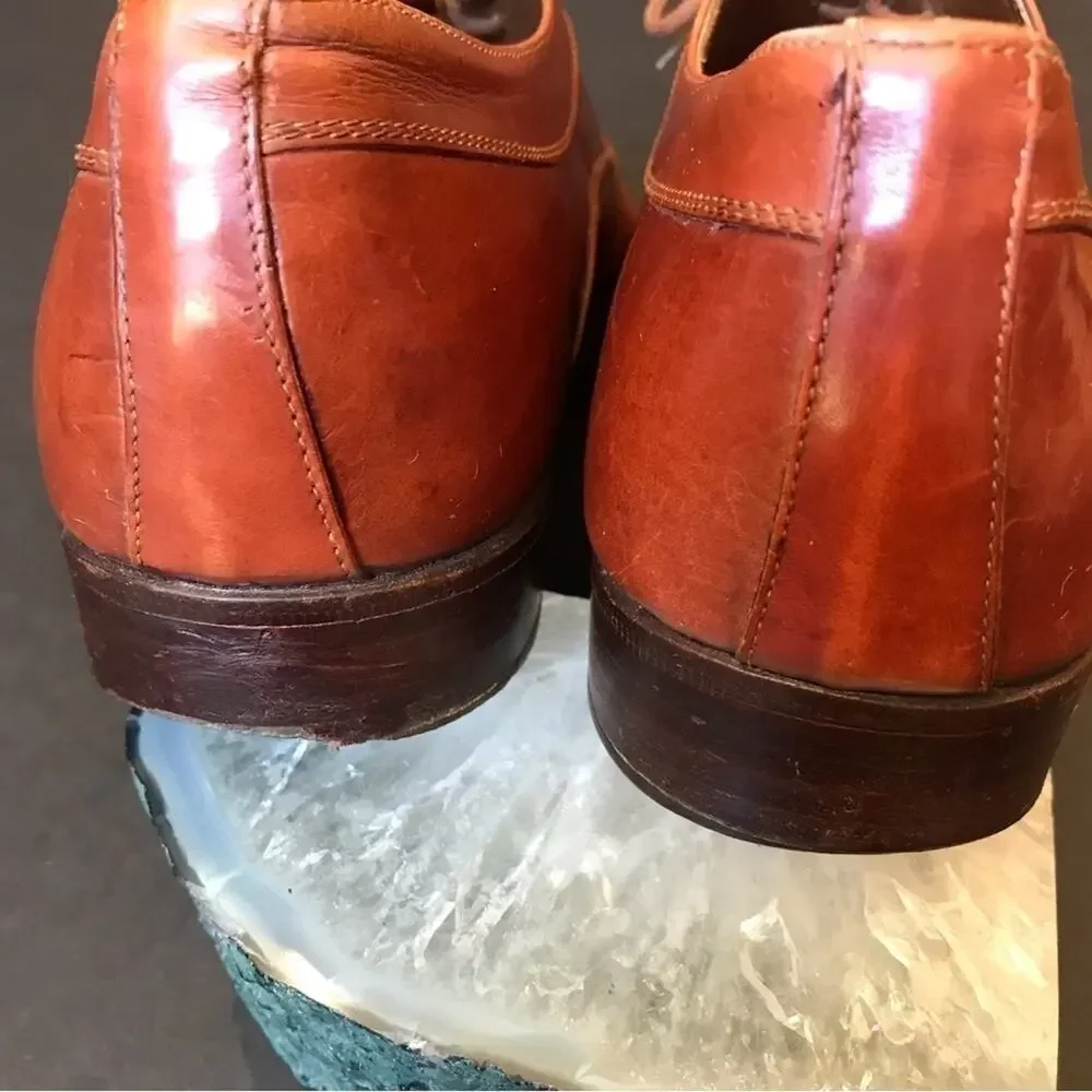 Mario Bruni Made in Italy Lace-Up Brown Leather Oxford Shoes, Size 9.5